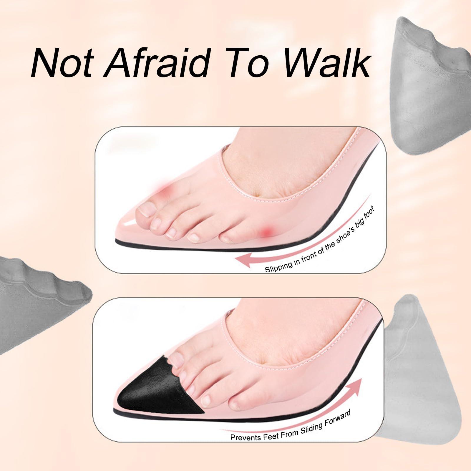 Mowyem Toe Inserts for Shoes,Toe Inserts to Make Shoes Fit Tighter Heels Toe Inserts Shoe Filler Toe Plug for Too Big Shoes Women Men (4 Pairs,Black Pointy)