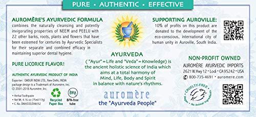 Auromere Auromere Ayurvedic Herbal Toothpaste, Mint Free - Vegan, Natural, Non GMO, Fluoride Free, Gluten Free, with Neem & Peelu (4.16 oz), 1 Pack