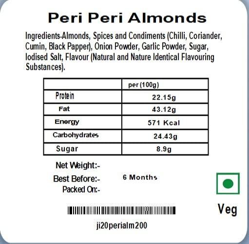 Jaiccha Jaiccha Ghasitaram Pack of 2 Peri Peri, Barbeque Almonds Pouches 400 GMS