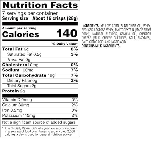 Popcorners Popcorners Original Cheddar Popped Corn Chips Bag, 7 Ounce