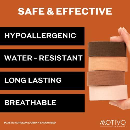 Motivo Scar Care Motivo Advanced Scar Care Bundle: Scar Tape & Roller Serum (10ml) | Water & Sweat Resistant, Long-Lasting, Suitable for All Skin Types | Ideal for Surgical, C-Section, Trauma, & Acne Scars | Espresso