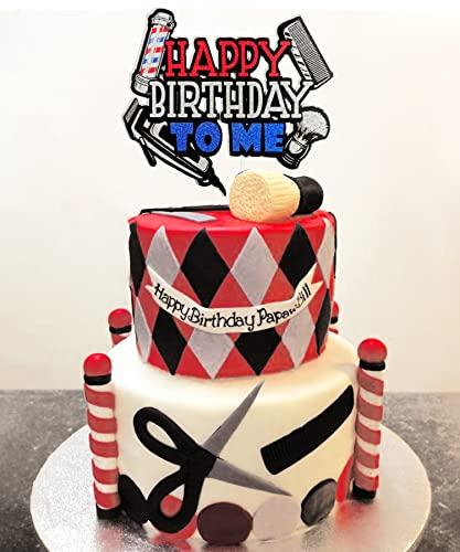 Festus Glitter Hairdresser Happy Birthday Cake Topper, Glitter Barber Birthday Decoration, Hairstylist Bday Cake Pick, Cosmetologist Birthday Party Supplies