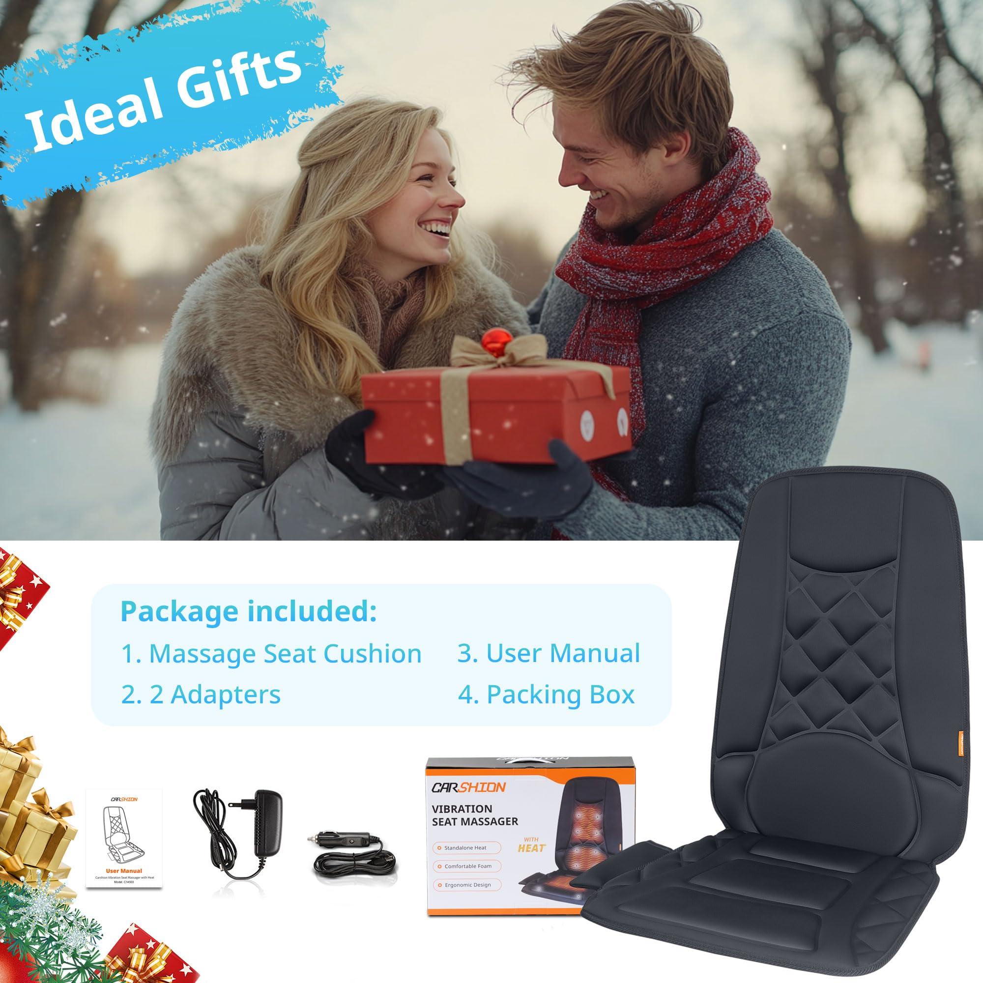 CARSHION CARSHION 10 Vibration Motors, Massage Seat Cushion with Heat,Back Massager for Chair Back Massager Heated Seat Cover Massage Chair Pad for Pain Relief Home Office Use