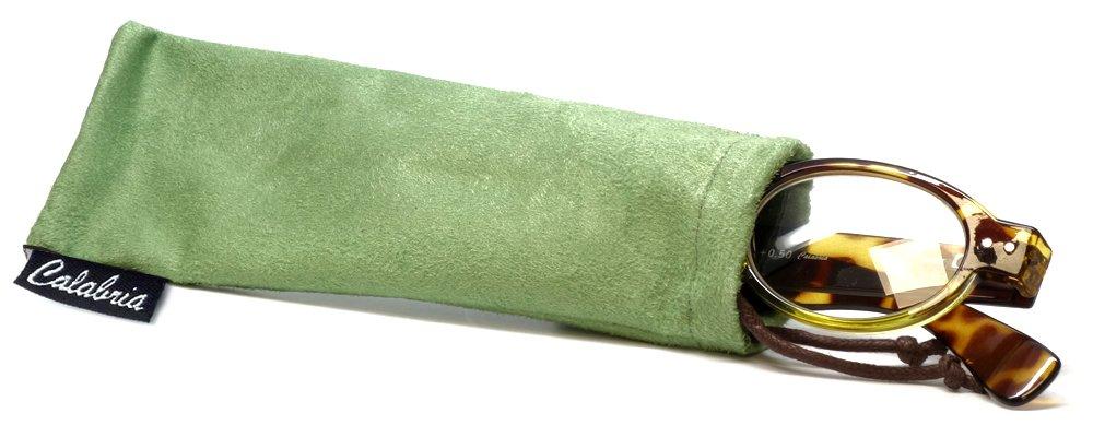 Calabria Calabria 4372 2 Color Oval European Reading Glasses&Case in Tortoise Green +4.00