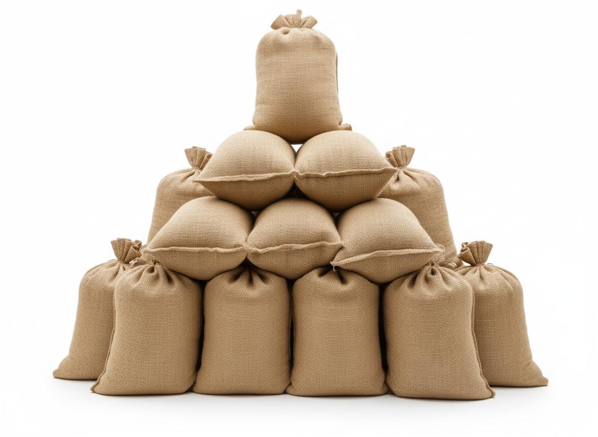 Jutemill 12 Pack Premium Large Burlap sack Bags | 24 x 40 inch New Coffee Bag | Potato Bag | Sack Race | Seed Preserve Sack | Natural Jute gunny-sacks made by 10 Ounce Burlap Fabric tight weaved