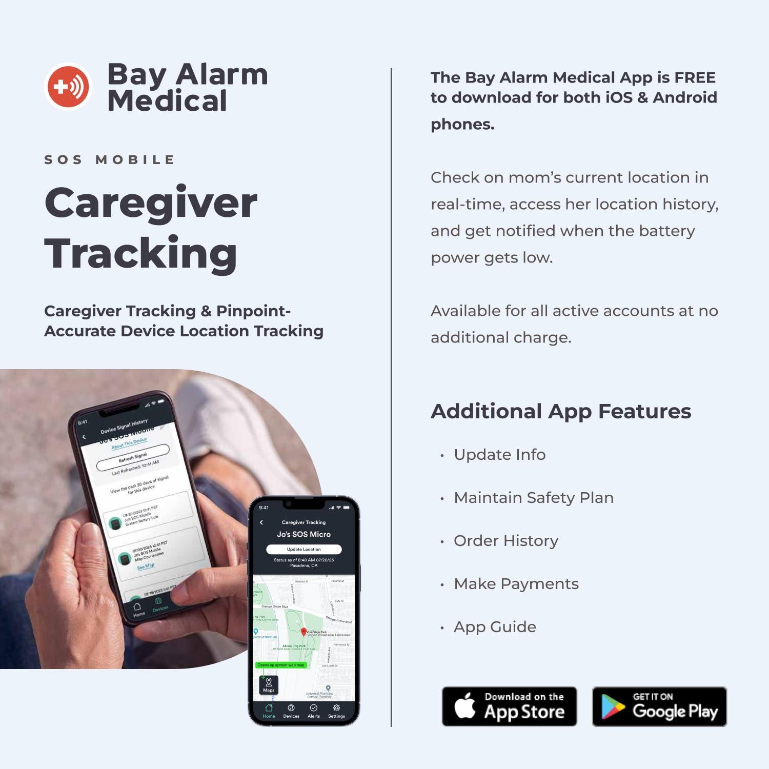 Bay Alarm Medical Bay Alarm Medical SOS Mobile GPS - 24/7 Medical Alert with Optional Fall Detection for Seniors - Call to Activate - 4G GPS Medical Alert System with Elderly Tracking - Panic Button for Seniors