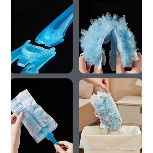 Ldbuejiaja Electrostatic Dust Duster Dust Remover FluffysFiber Brush Head Air-Condition Feather Duster Household Desk Cleaning Tool Washable Cleaner Wand Easy to Use Handle Fine Particle Fiber