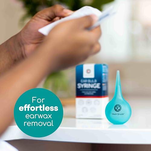 Medi Grade Medi Grade Ear Bulb Syringe - Effective Ear Wax Removal Tool with Add-on Quad-Stream Tip - Travel-Friendly Ear Cleaning Kit for Gentle Ear Cleaning - Ear Flusher for Ear Wax - 2.54 fl oz