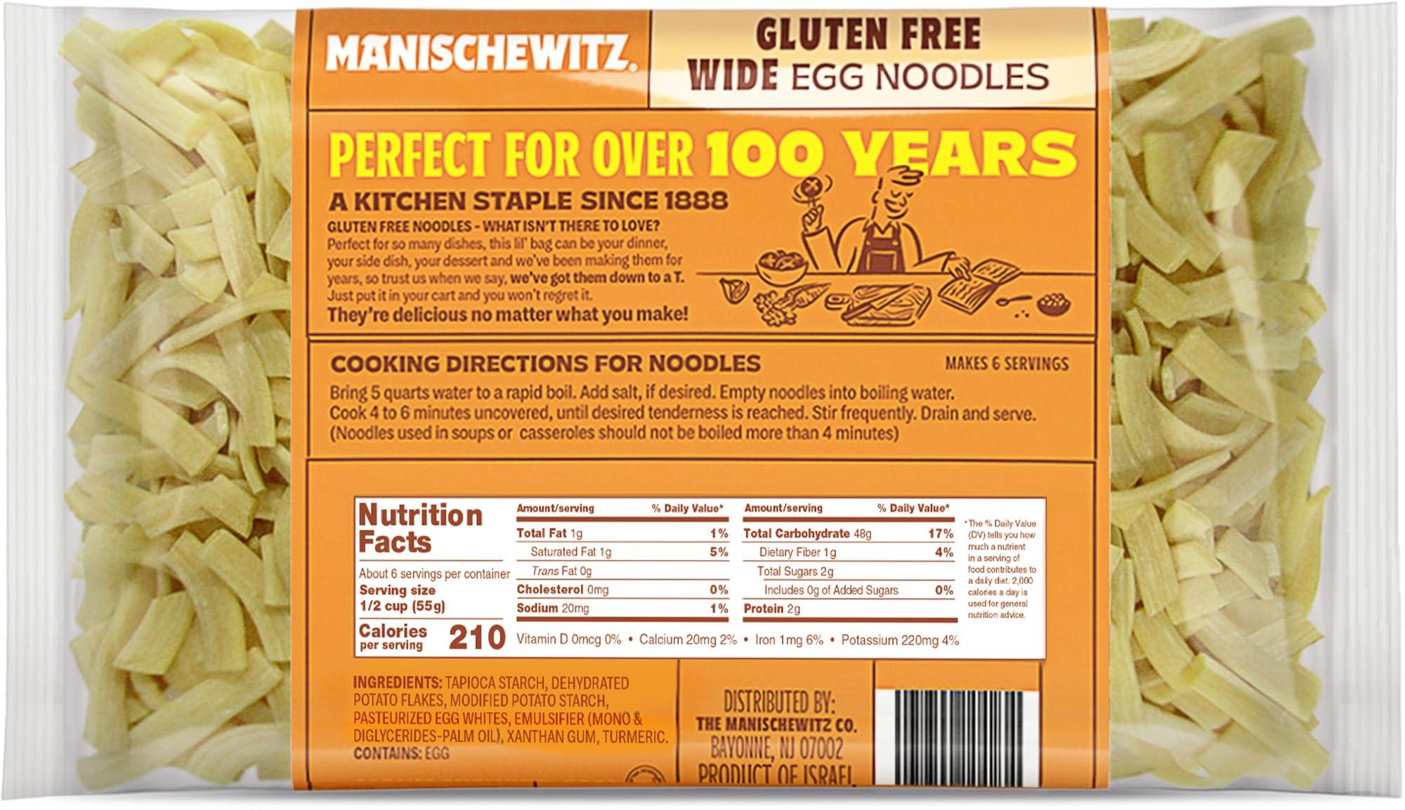 Manischewitz Manischewitz Gluten Free Wide Egg Noodles, (3 Pack, 12 oz each) Yolk Free, Kosher For Passover and All Year Round Use