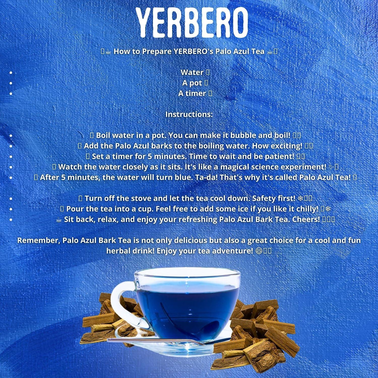 YERBERO Yerbero - Bulk Palo Azul 1 Lb (16oz) Herbal Loose Tea | Kidneywood (Blue Stick) Te Herbal | Premium Quality | Wildcrafted Kidney Wood Tea | All Natural Tea, non-GMO.