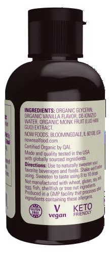 NOW NOW Foods, Organic Liquid Monk Fruit, Vanilla, Zero-Calorie Sweetener, 1.8-Ounce