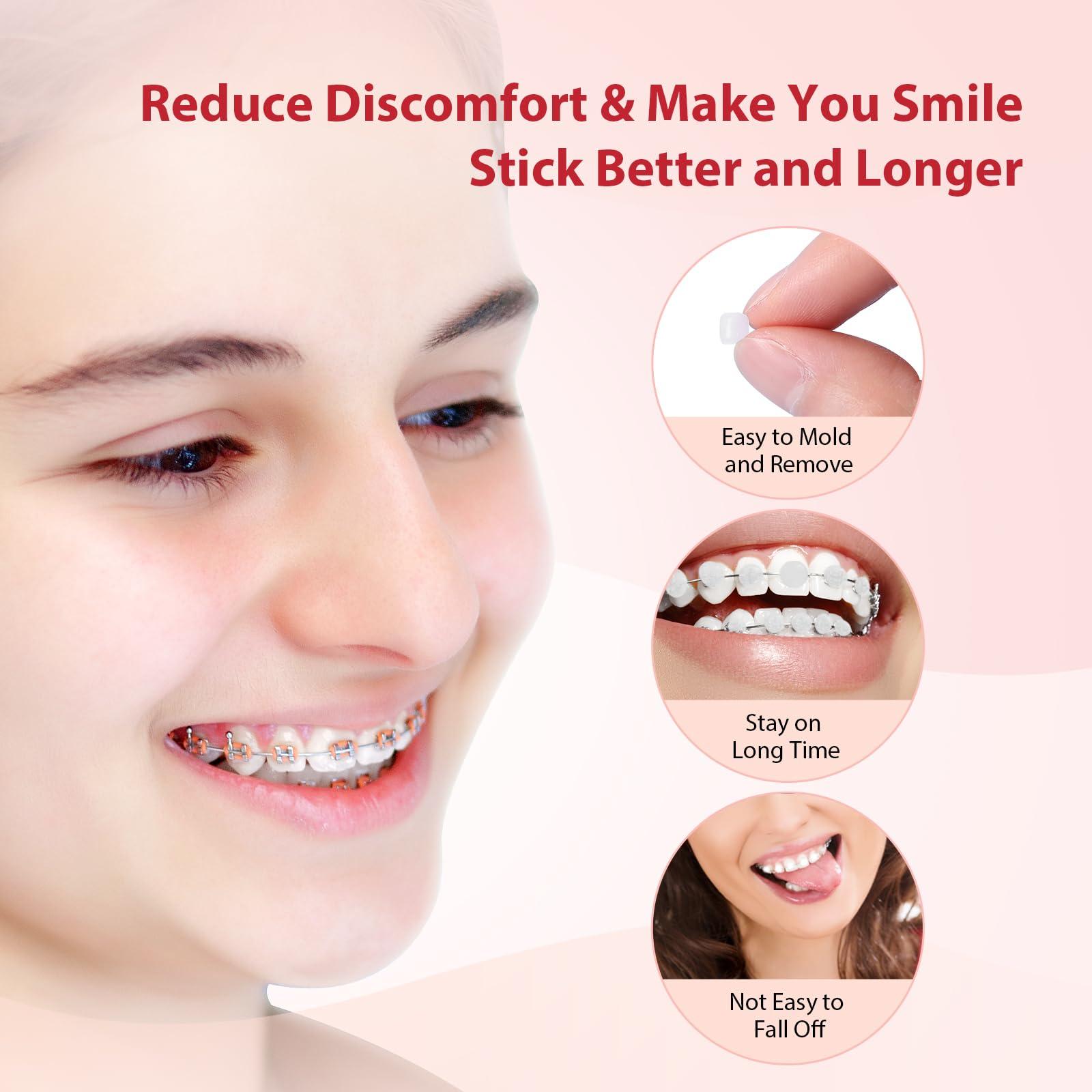 JMU JMU Braces Wax 10 Pack, Orthodontic Wax Pre-cut 500 Wax Dots, Dental Wax Strawberry Flavored