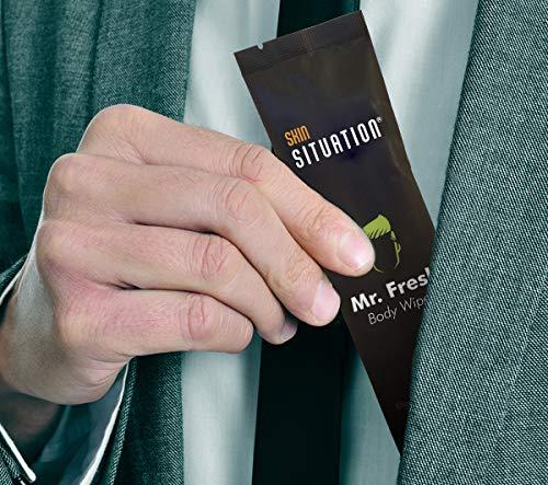 Skin Situation Mr. Fresh Body Wipe - Extra Large, Deodorizing, Unscented, Individual Wrapped Shower Wipe, Wet Wipe, pH Balanced, Hypoallergenic, Infused with Aloe and Vitamin E. Ideal for Camping, and Traveling