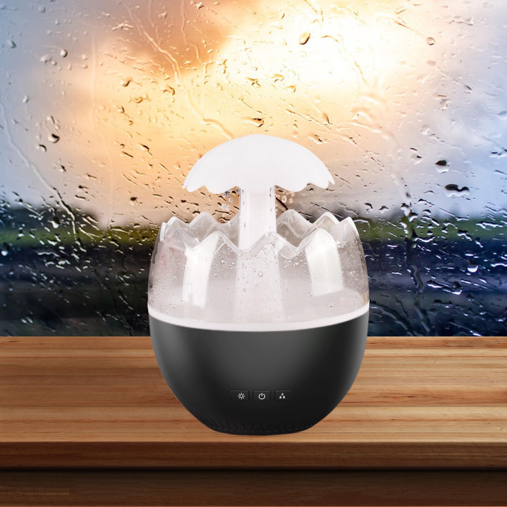 BINEDHEI Rain Cloud Humidifier Diffuser With 7 Colors Water Drip Humidifier with Remote Rain Sounds White Noise Humidifier Air Humidifiers Waterfall Lamp Humidifier for Bedroom Office (Black)