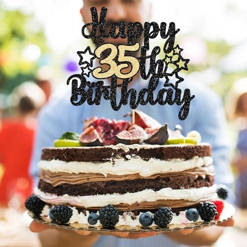 Gyufise Gyufise 1Pc Happy 60th Birthday Cake Topper Black Gold Glitter Cheers to 60 Years Birthday Cake Pick 60 Fabulous Cake Decoration for Happy 60th Birthday Anniversary Party Supplies