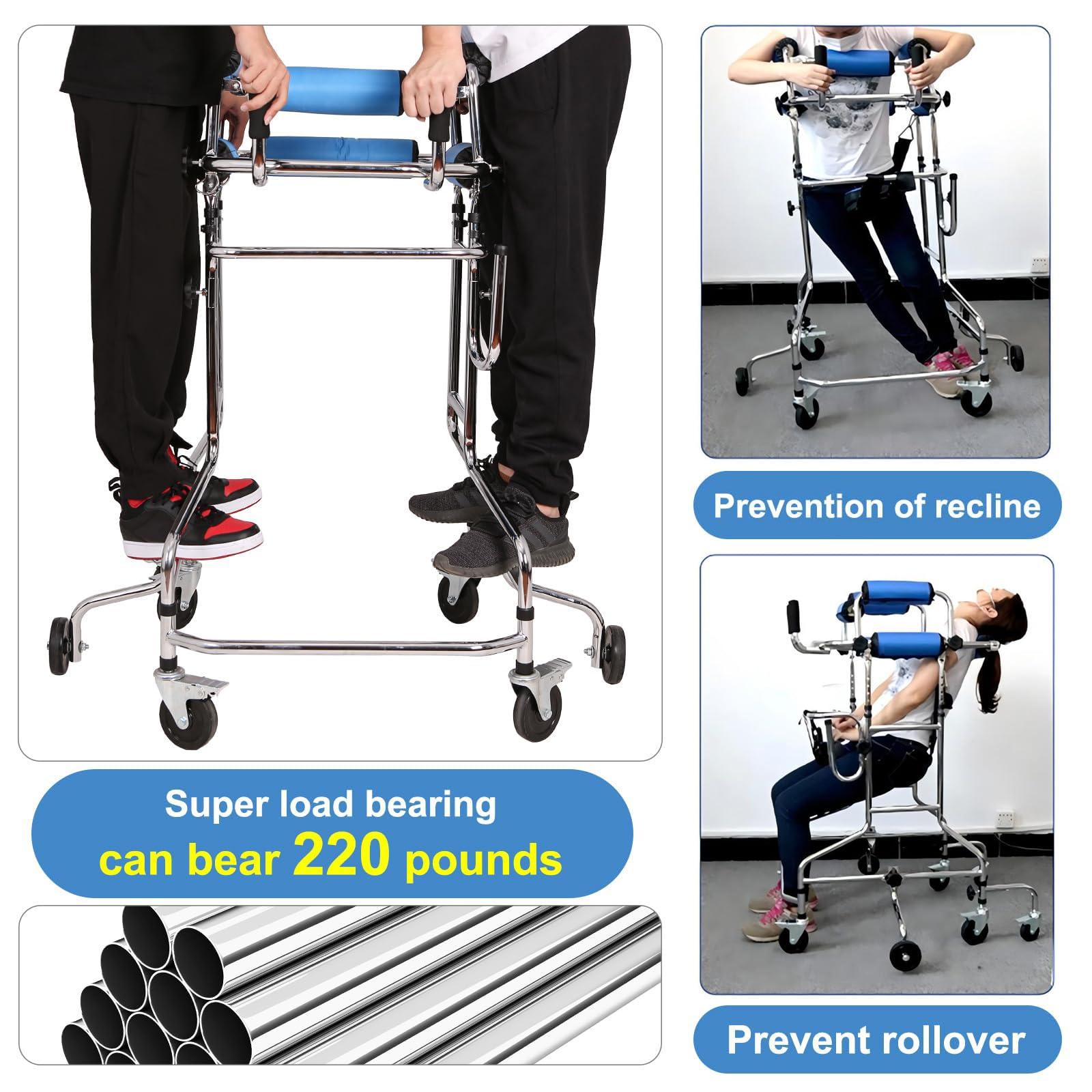 GHOSOONE Adult Walker for Seniors Hemiplegia Rehabilitation Standing Frame,Standing Walker,Anti Recline, Lower Limb Training,Adjustable Height,Walker Aid for The Disabled,Suitable for People of 58-71in