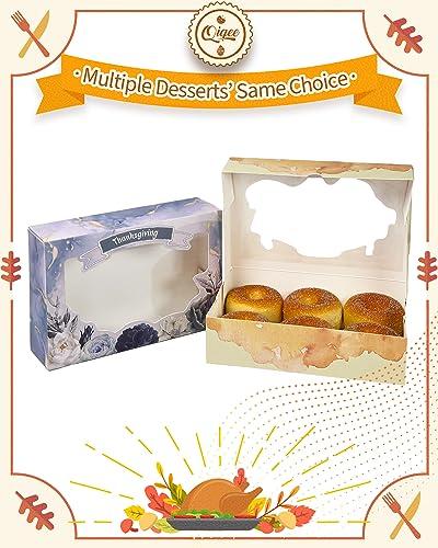 qiqee qiqee Thanksgiving Cookie Boxes for Gift Giving 8x5.3x2 inch 24Packs Bakery Box with Window Treat Box for Donuts Candies and Biscuit