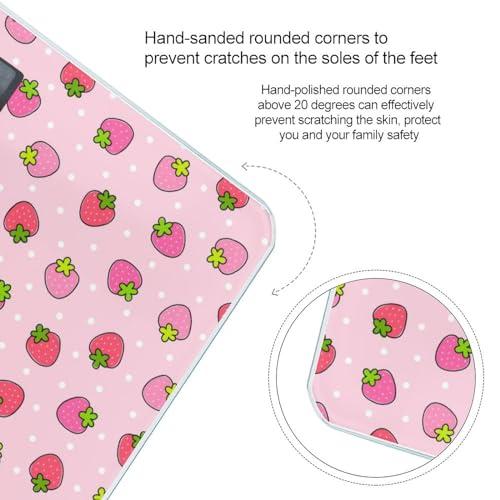 Zenladen1478 Cute Pink Strawberry Digital Bathroom Scale for Body Weight Highly Accurate Body Weight Scale with Lighted LED Display