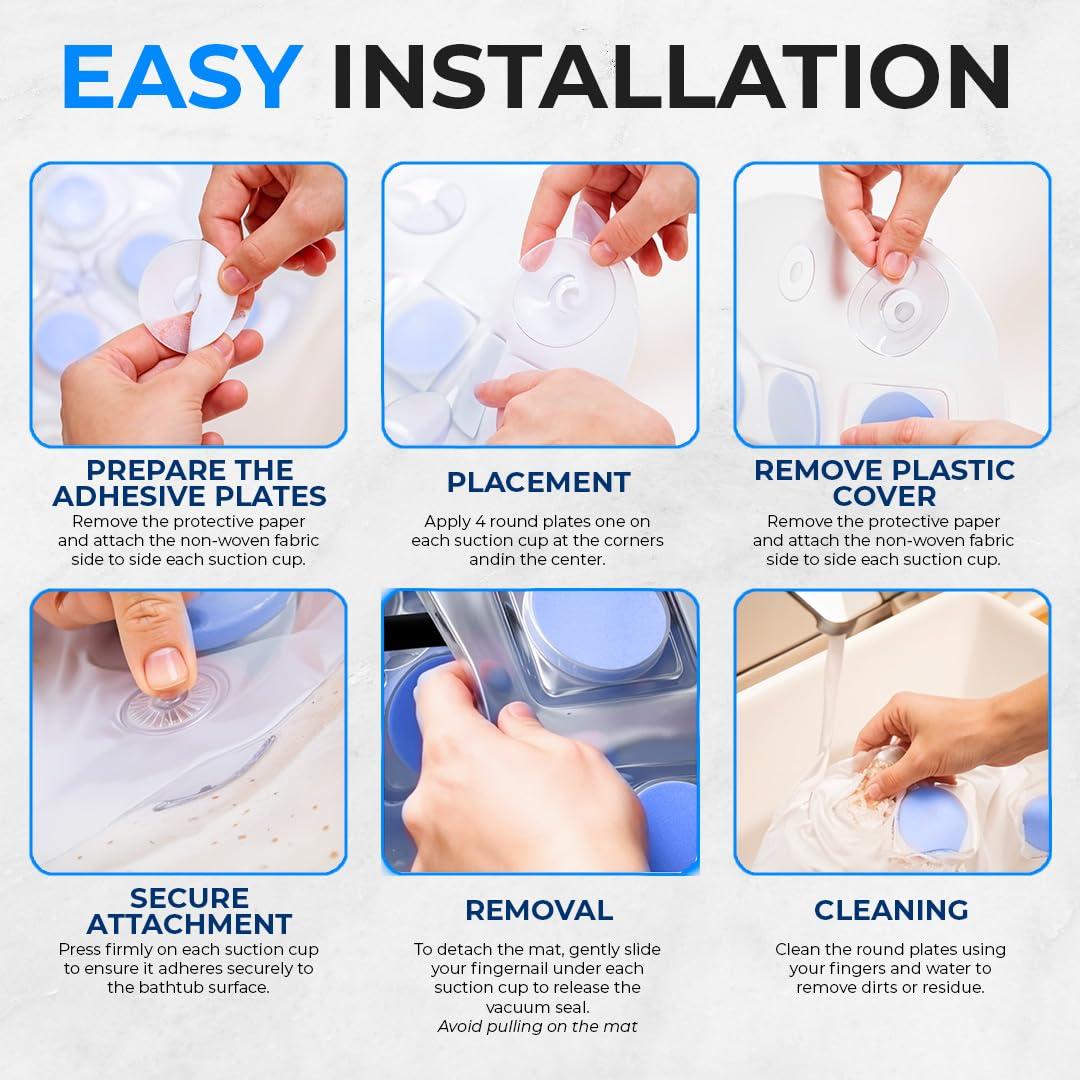 SERENELIFE RELAX SereneLife Portable Spa Bubble Bath Massager - Thermal Spa Waterproof Non-slip Mat with Suction Cup Bottom, Motorized Air Pump & Adjustable Bubble Settings - Remote Control Included