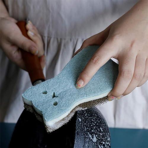 ASkinds ASkinds 8Pcs Magic Cleaning Sponge Cute Cartoon Cat Cleaning Sponge Non Scratch Dish Washing Pad Kitchen Scrubber Sponge Scouring Pad Set for Dishes Pots Pans