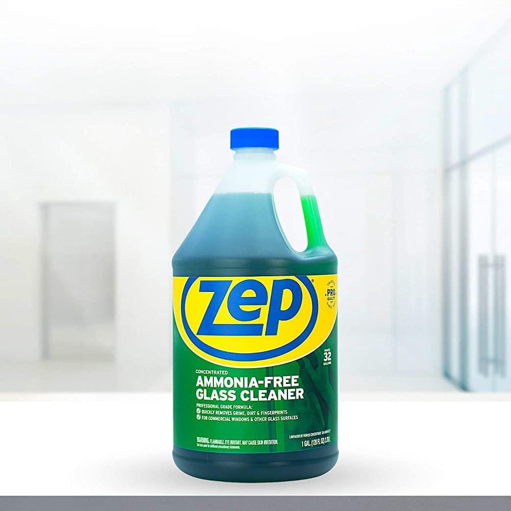 Zep Zep Ammonia Free Glass Cleaner Concentrate - 1 Gallon (Case of 4) ZU1052128 - Professional Grade Formula Removes Dirt, Fingerprints, and Grime from Windows, Mirrors, Acrylic Surfaces, and Tinted Glass