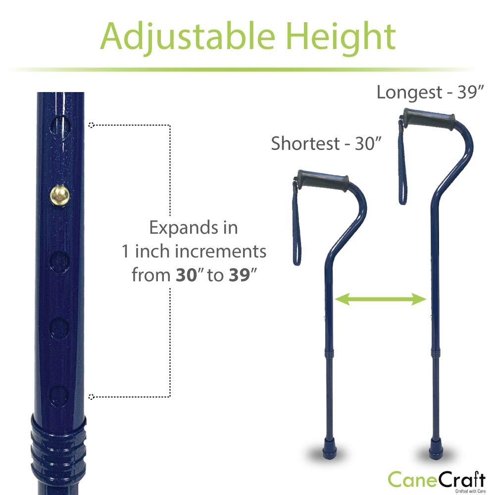 Canecraft Canecraft Offset Handle Walking Cane for Men and Women with Soft Rubber Grip, Lightweight, Height Adjustable, Attractive Colors (Dark Blue)