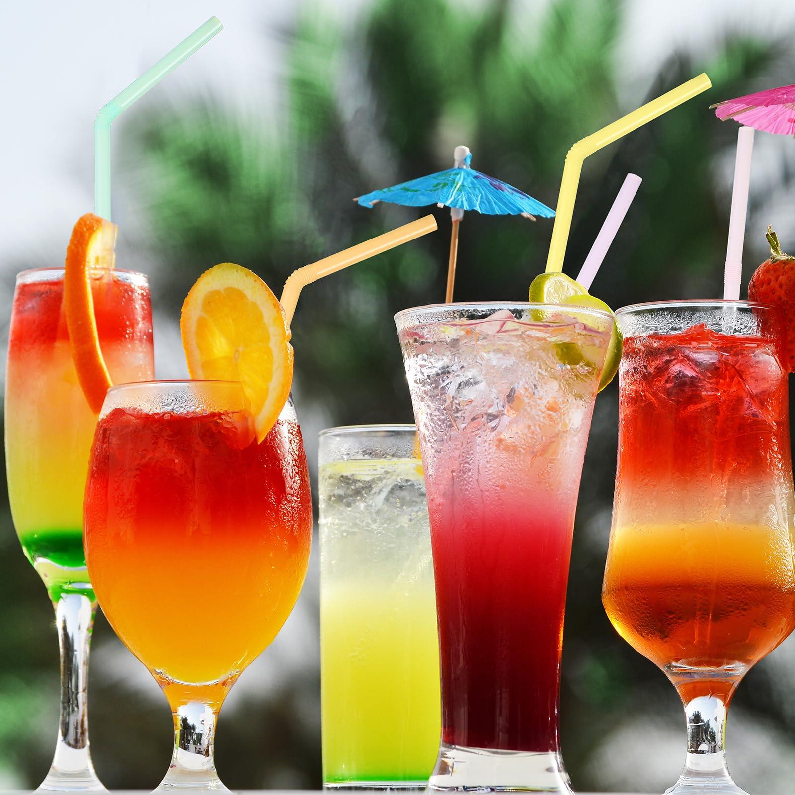 Patelai Patelai 15 Packs Plastic Straws Bulk Colorful Disposable Bendy Straws 7.87 Inch Long Flexible Drinking Straws for Party Decorations, 6 Macaron Colors