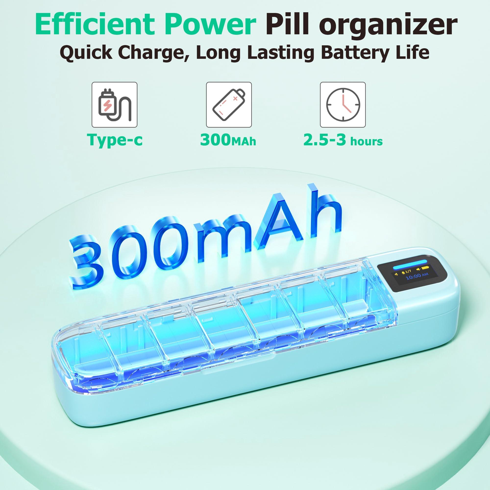 Daviky Daviky Smart Pill Organizer with Alarm, Bluetooth Daily Once a Day Pill Box 7 Day with APP, Weekly Travel Pill Case, Portable Pill Reminder for Medicines, Supplements and Vitamins(Green)