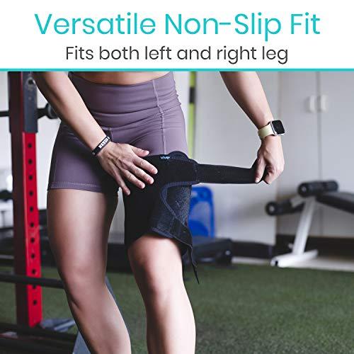 Vive Vive Thigh & Hamstring Compression Sleeve Brace for Men & Women (2 Pack, Black) - Pain Relief Support Wrap for Sciatica, Hip Flexor, Groin, Leg, Upper Thigh - Quick Results & Sciatic Nerve Recovery