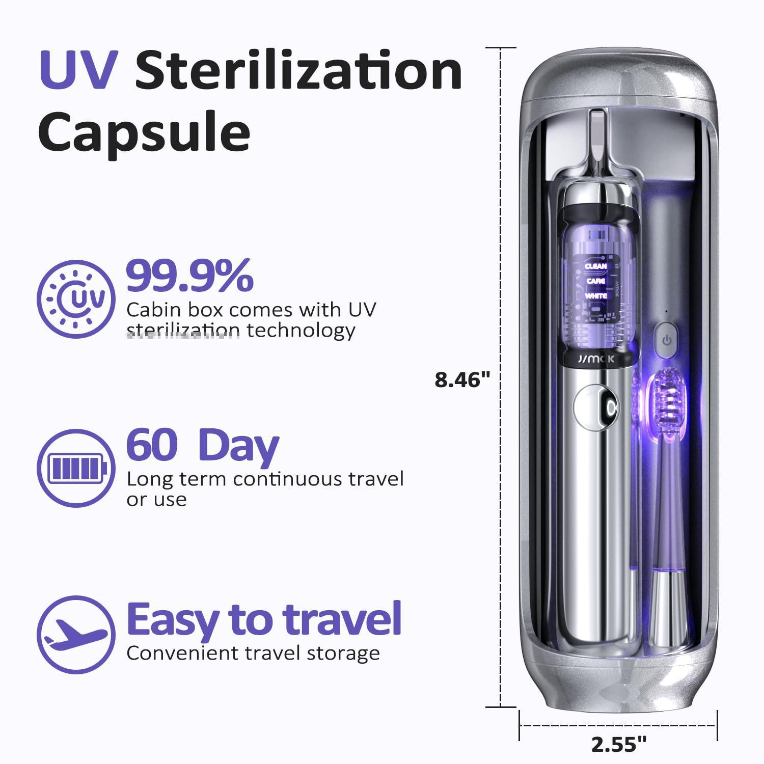 JIMOK JIMOK Electric Toothbrush, Oscillation & Vibration Sonic Electric Toothbrush for Adults with 3 Brush Heads & UV Travel Case, IPX7 Waterproof Type-C Rechargeable Travel Powered Toothbrush