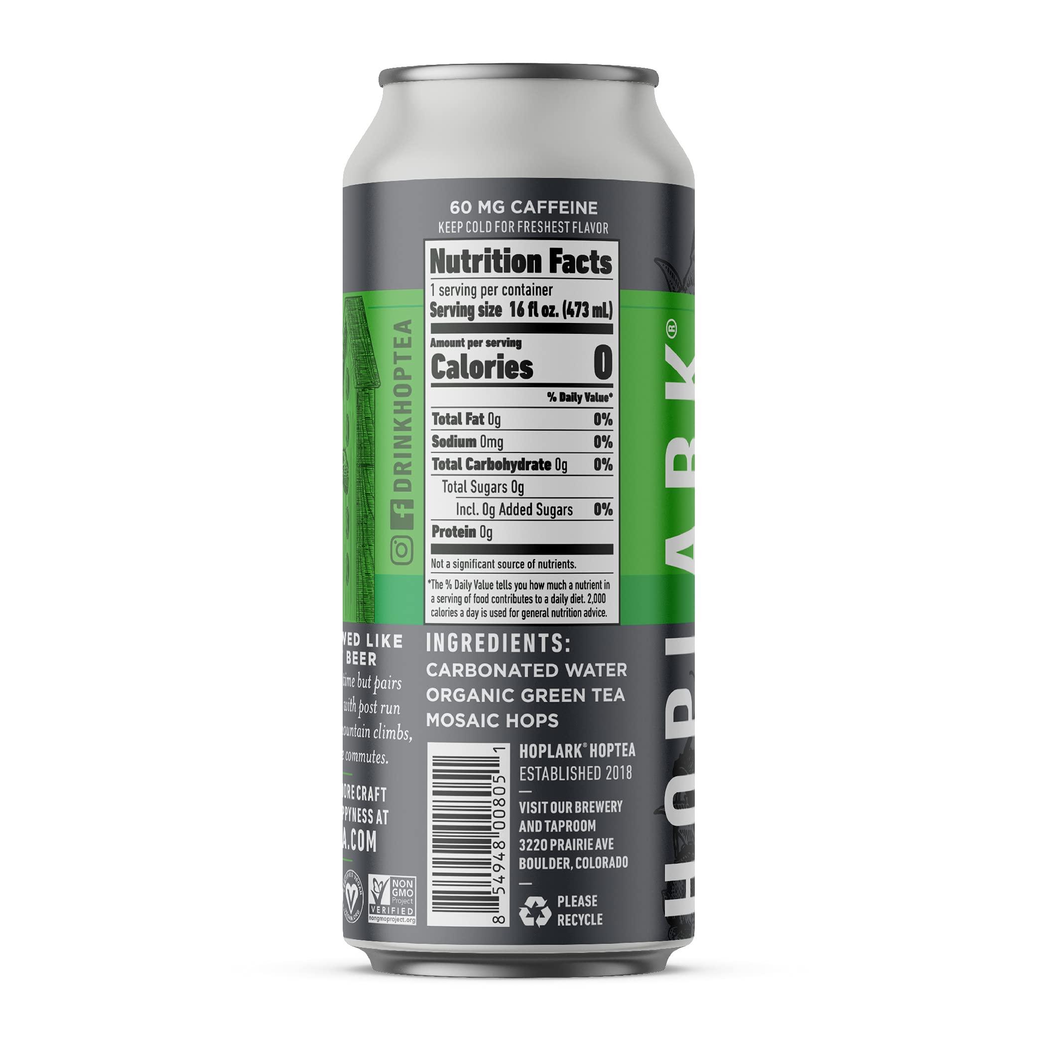 Hoplark HOPLARK Sparkling HopTea - The Green Tea One (12pk - 16oz Cans) - Craft Brewed NA Beer Alternative - Organic, Gluten-Free, Non GMO, Zero Calories, Sugar-Free, Natural Caffeine, Unsweetened