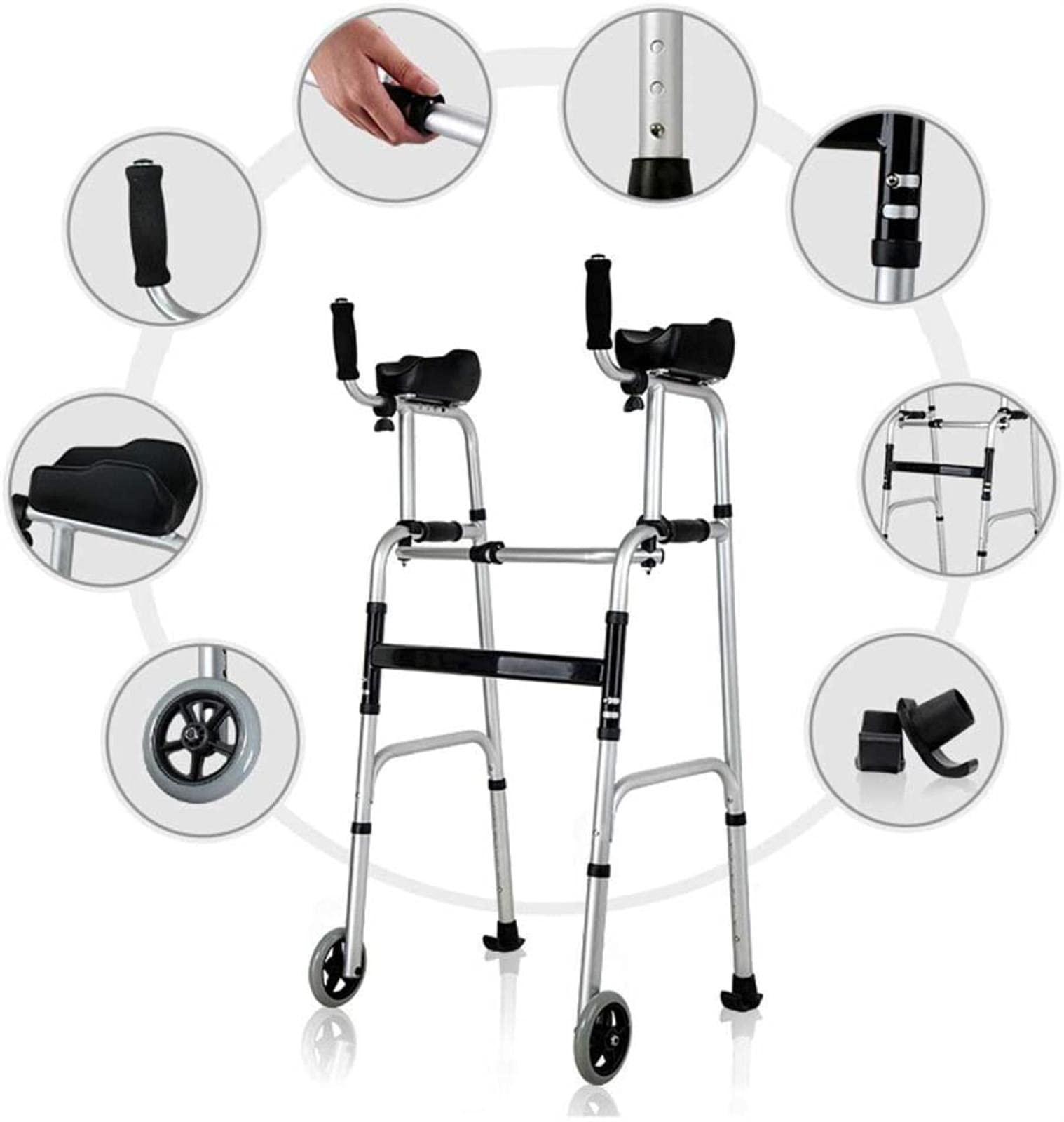 BHANAY Rollator Walker Mobility Walking Aid for Adult Elderly Walker Old Man Standing Stand Disabled, Obese Patients Walking Frame Height Adjustable