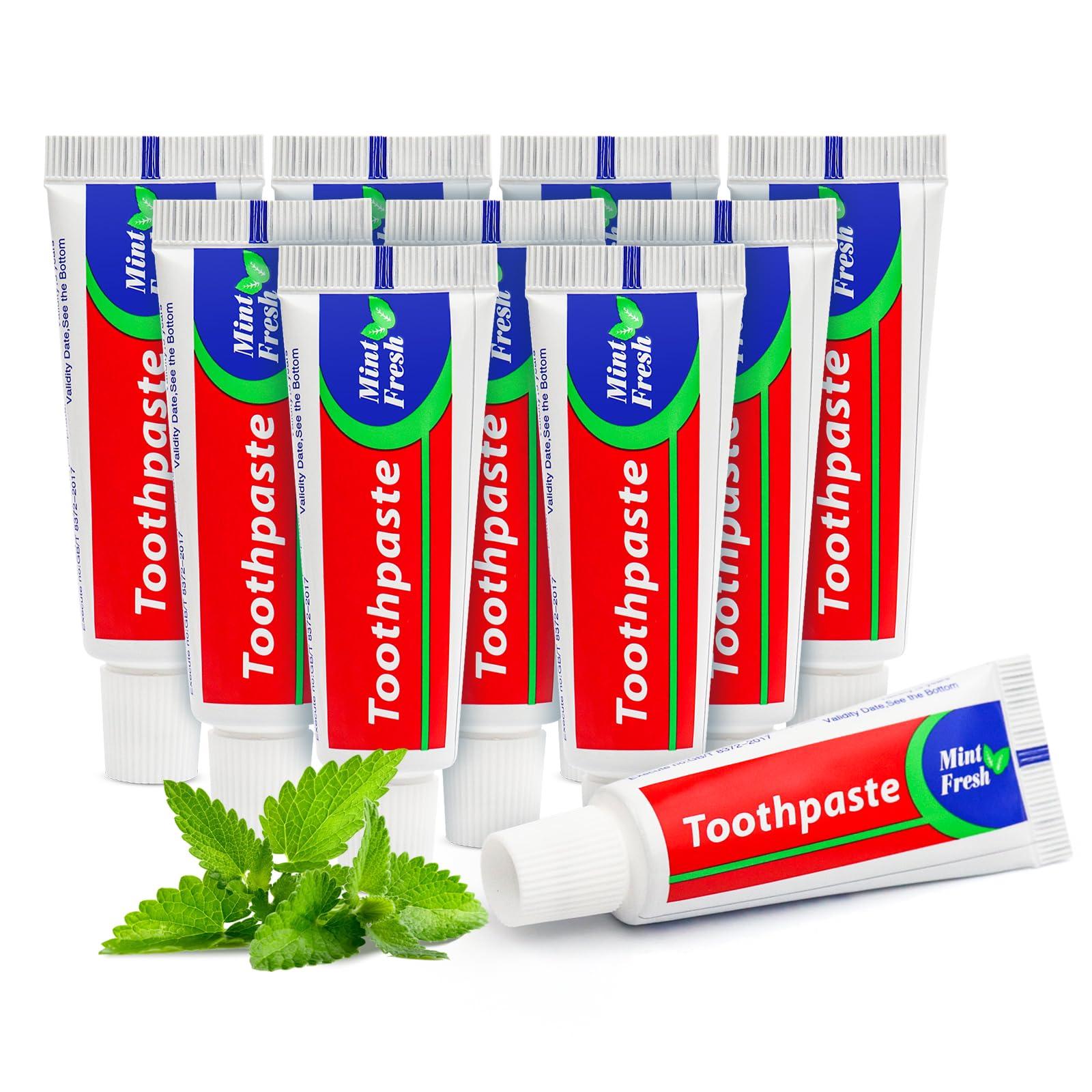 SLequipo 100 pcs Travel Size Toothpaste Bulk, 0.88oz/25 Grams Small Toothpaste Travel Size Bulk 4x1.4 inches Mint Mini Disposable Toothpaste for Hotel,Guests,Homeless,Charity