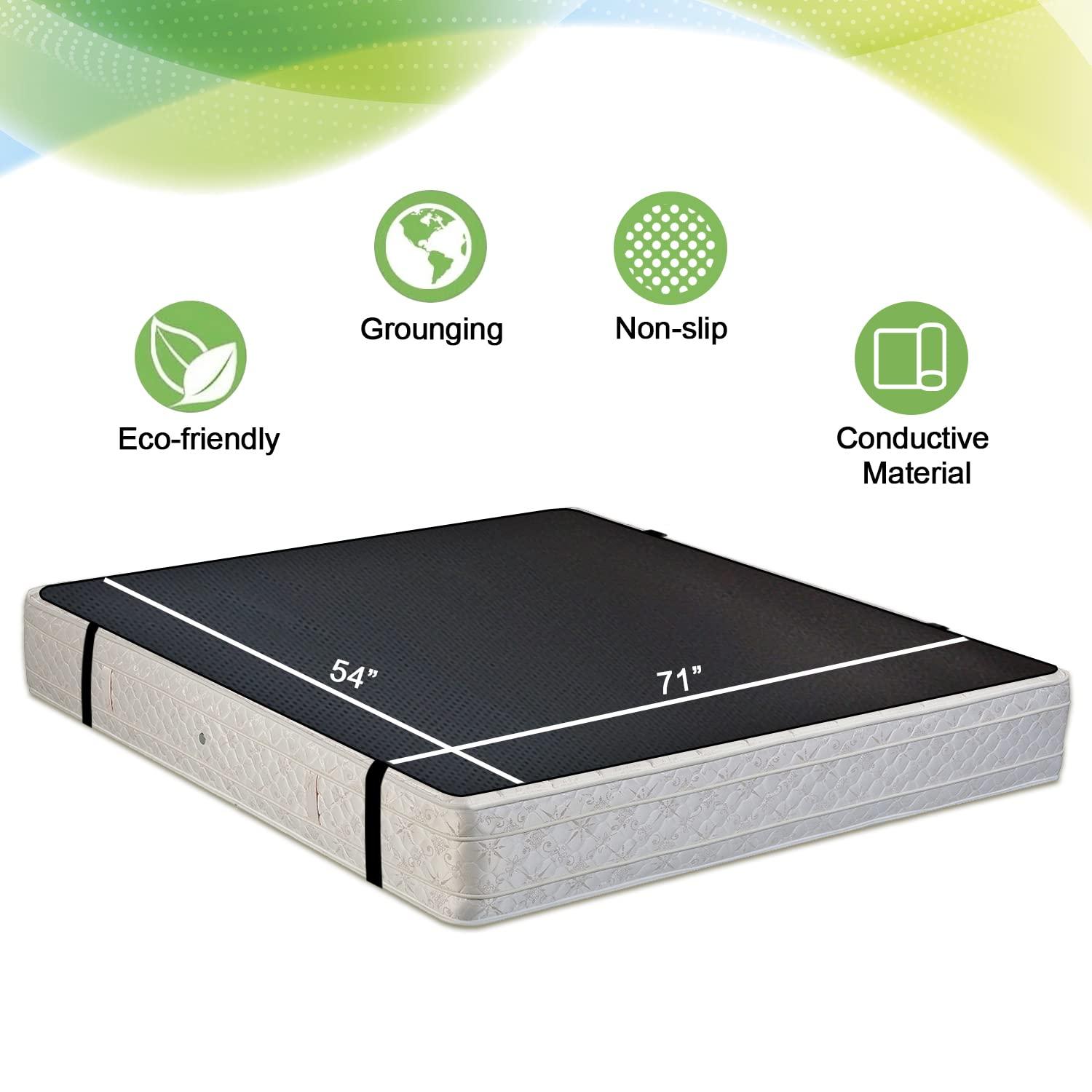 TINGMHUA Grounding Mat for Bed, Grounding Mattress Cover Pad Grounding Sheets with Grounding Products Kit for Improving Sleeping, Relieve Pain (54 x 71 Inch)