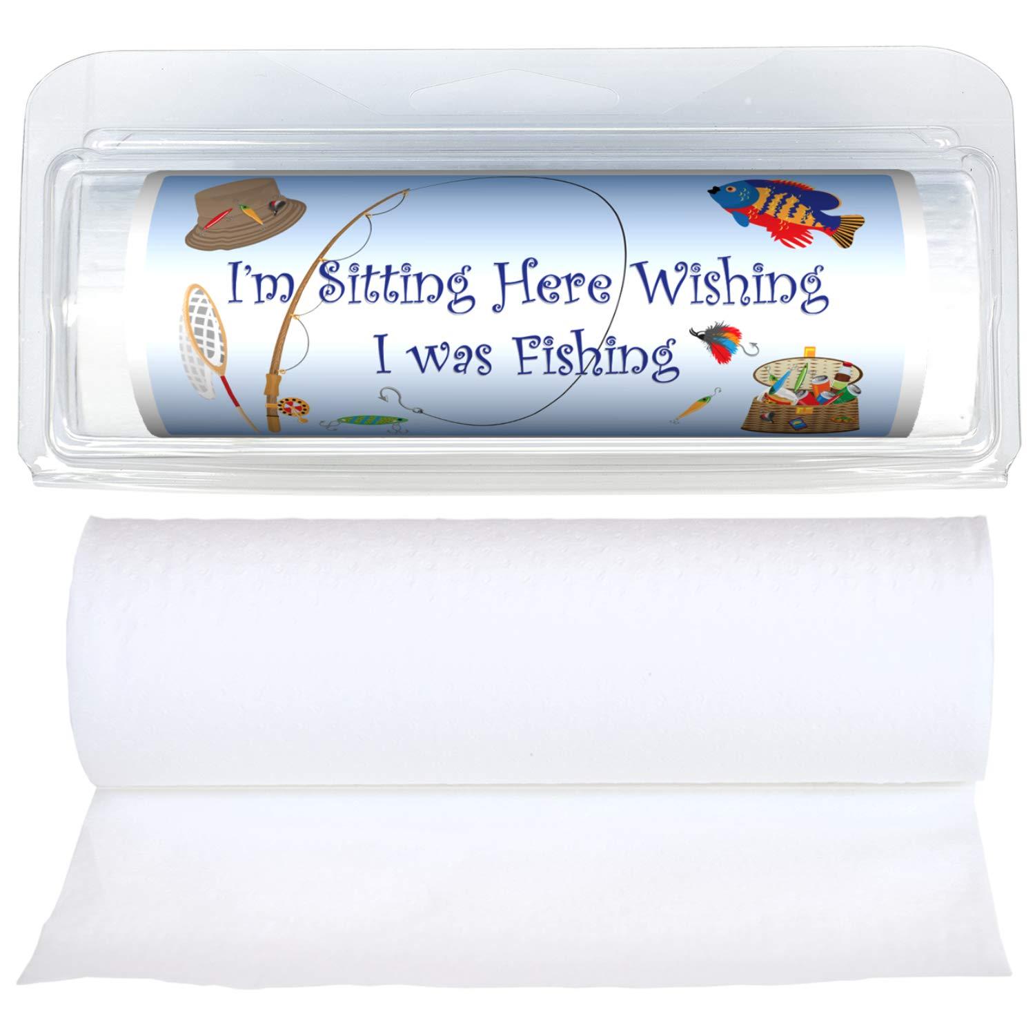 Gotta Tinkle! Packable Toilet Paper Rolls | Travel-Size Protective Dispensers | Coreless & Biodegradable | Fishing, Boating & Nautical (3-Pack) (401 I\'m Sitting Here Wishing Fishing)