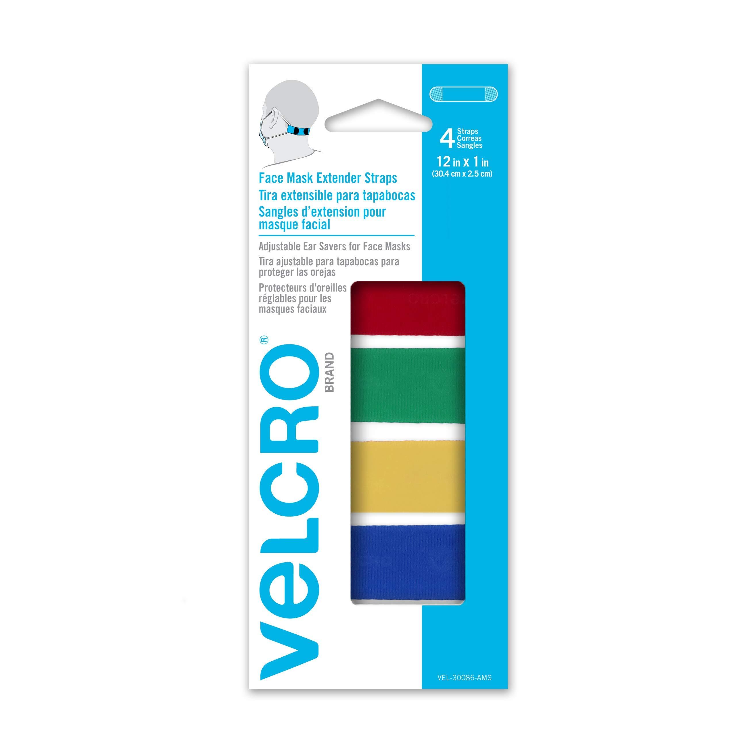 VELCRO Brand VELCRO Brand Face Mask Extender Straps 4pk Multi-Color, 12” x 1” Comfortable and Adjustable Ear Savers, VEL-30086-USA