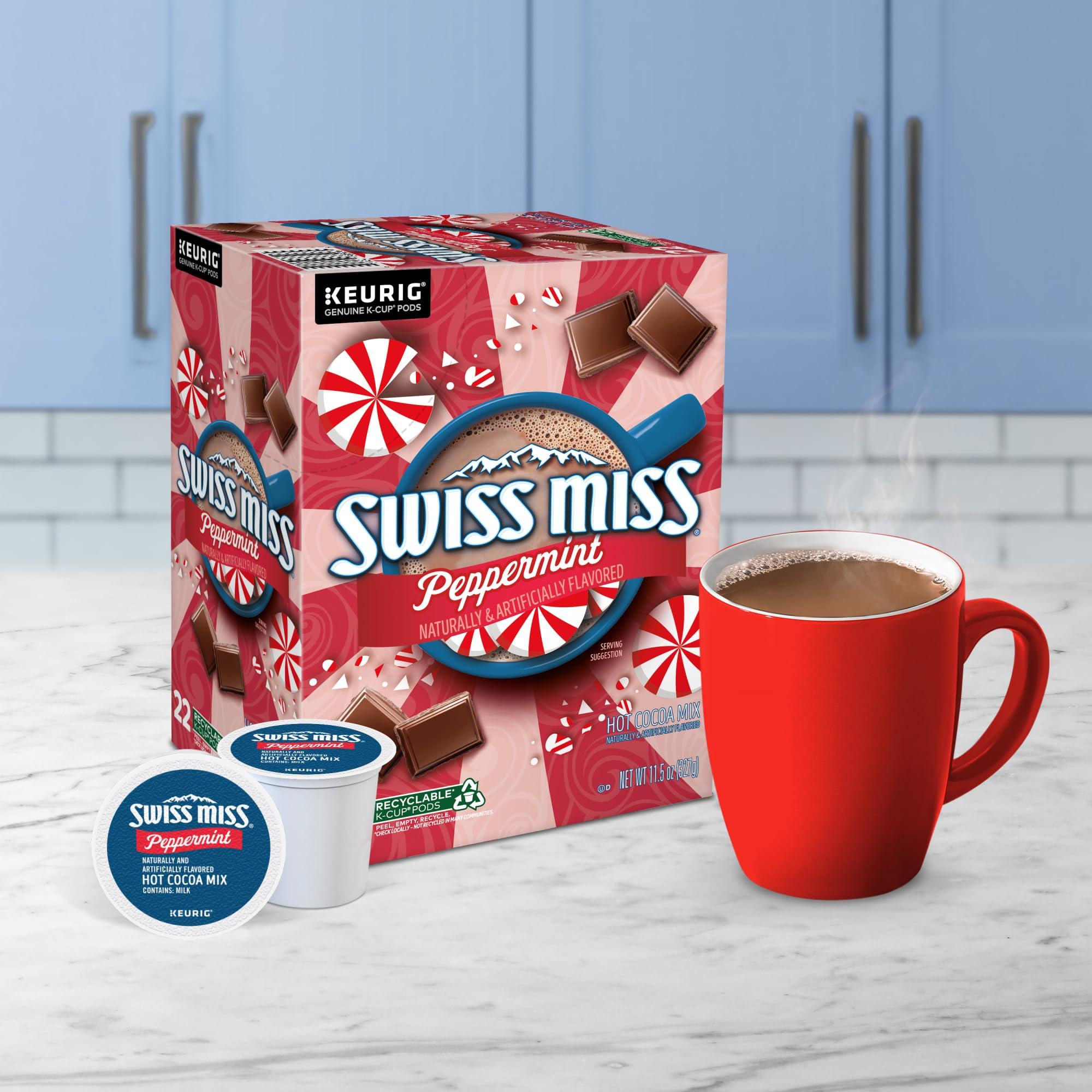 Swiss Miss Swiss Miss Peppermint Hot Cocoa, Single-Serve Keurig K-Cup Pods, Hot Chocolate, 88 Count (4 Packs of 22)