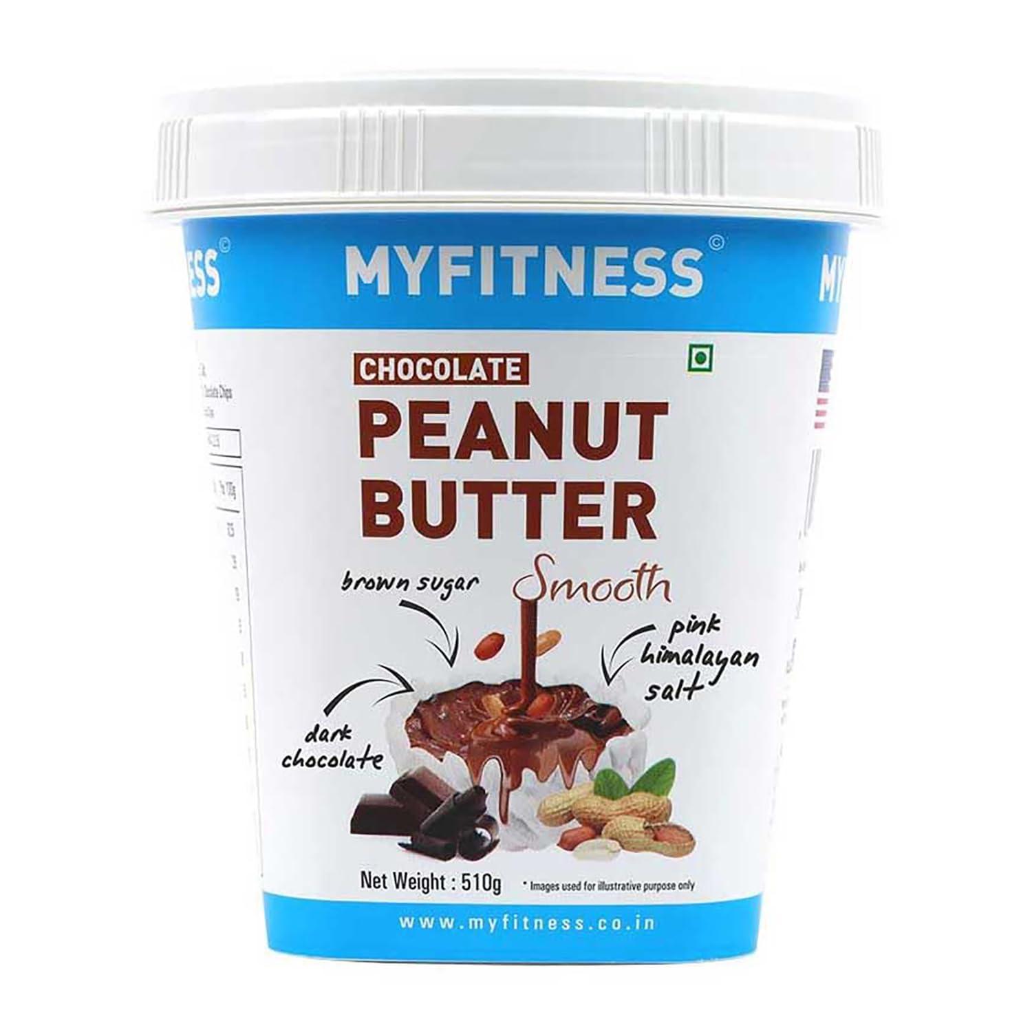 MYFITNESS PEANUT BUTTER MYFITNESS Peanut Butter Chocolate Smooth Non-GMO Gluten-free No Preservative All Natural Ingredient High Protein Made with American Recipe (17.9 Ounce)