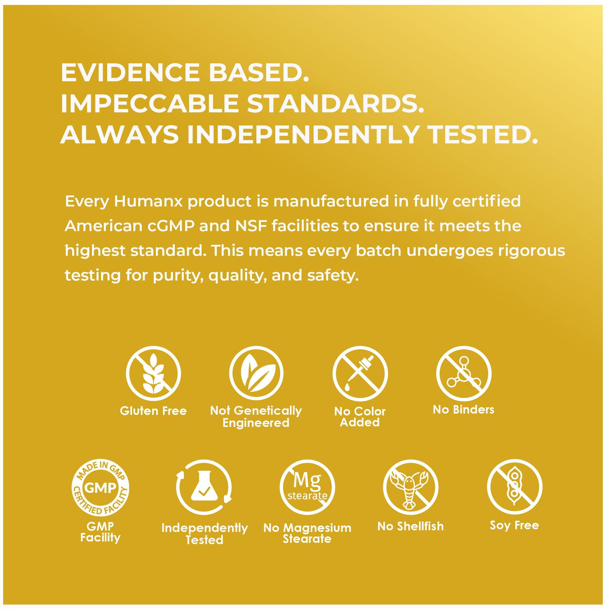 HUMANX HUMANX Lactoferrin 500mg - Powerful Serving Size (Gluten Free, Non GMO, Soy Free Supplements) - A Component in Colostrum - USA Made, Supports Healthy Immunity, Iron Utilization & Absorption