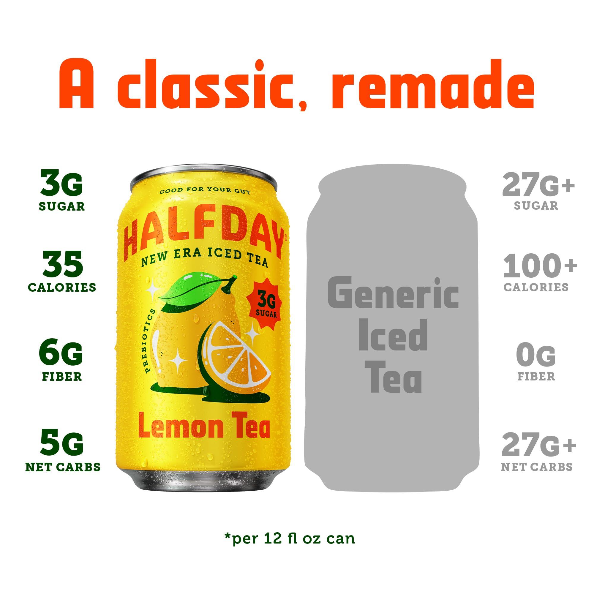 Halfday Halfday Prebiotic Lemon Iced Tea, 12 Fl Oz Can