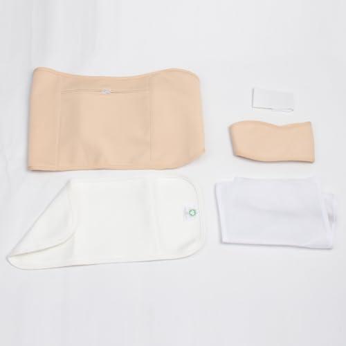 MRLI Castor Oil Pack Wrap, MRLI 5 Pack Castor Oil Pack for Liver Detox, Organic Cotton Flannel for Castor Oil Pack, Reusable Castor Oil Pack Kit for Thyroid Neck with Adjustable Elastic Strap