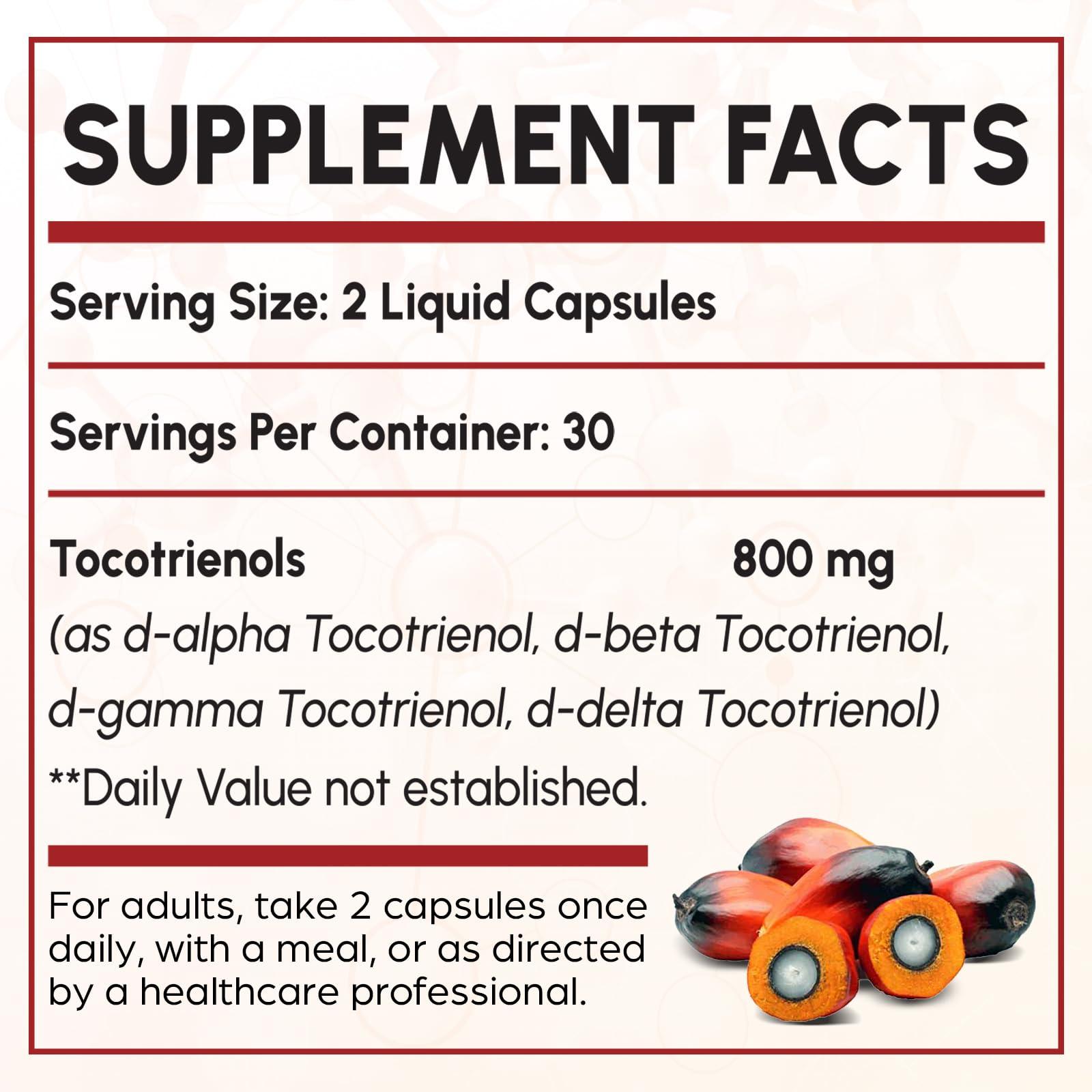 Kroppssund Tocotrienol Supplement Full Spectrum, Cutting-edge Fusion Technology, Tocotrienol Vitamin E-Tocotrienols 800mg,Powerful Antioxidant,Cardiovascular,Highest Absorption Rate - 60 Liquid-Filled Capsules