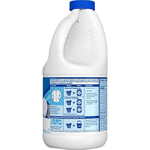 Clorox Clorox Splash-Less Bleach1, Disinfecting Bleach Kills 99.9% of Bacteria and Viruses, Regular 40 Fluid Ounce Bottle - Pack of 2 (Package May Vary)