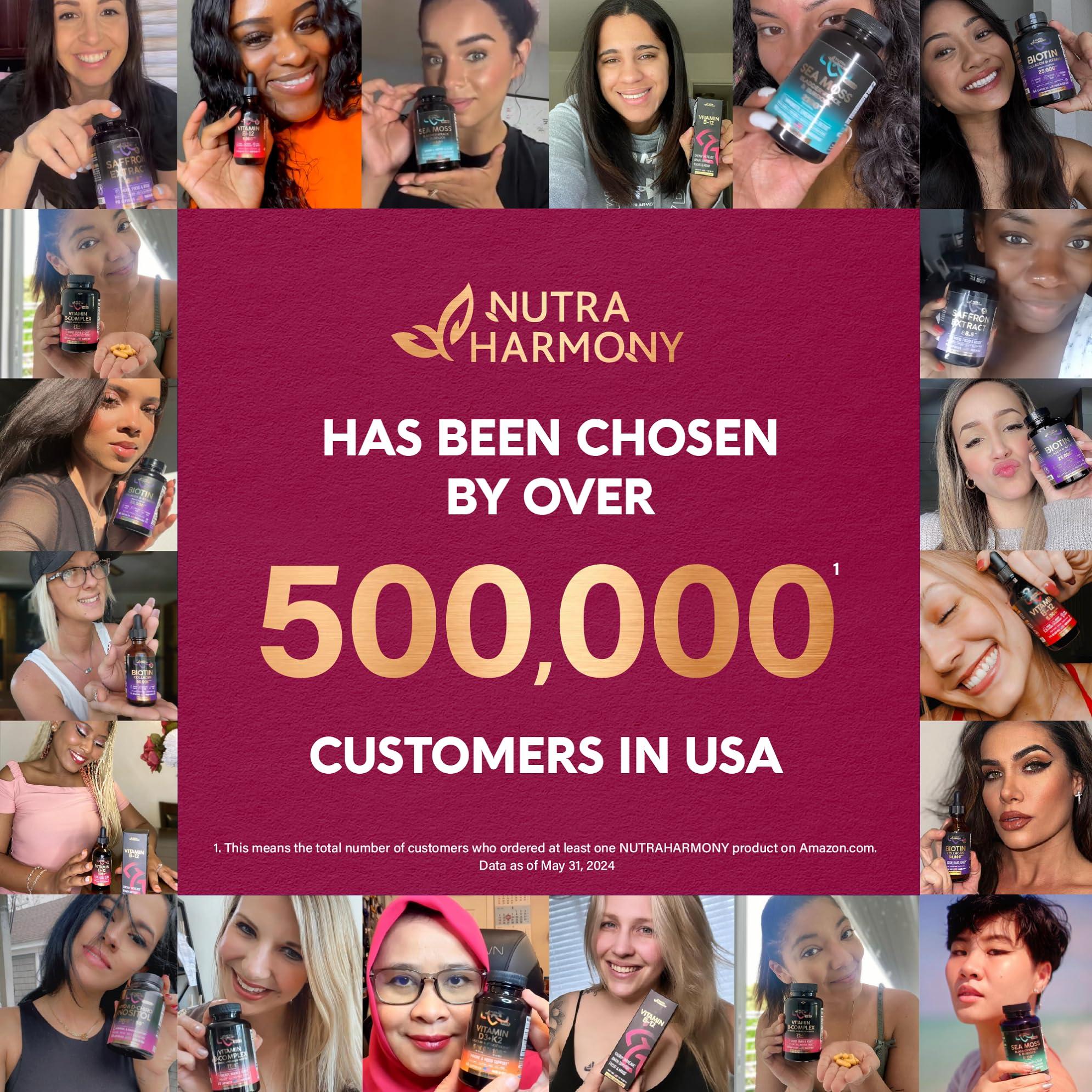 NUTRAHARMONY USDA Organic Vitamin B-Complex Liquid Spray 8-in-1 - B5 Pantothenic Acid | B12 Methylcobalamin | B1 Thiamine | B6 Pyridoxine | B7 Biotin | B9 Folic | B3 Niacinamide - Made in USA Supplement, 2fl oz