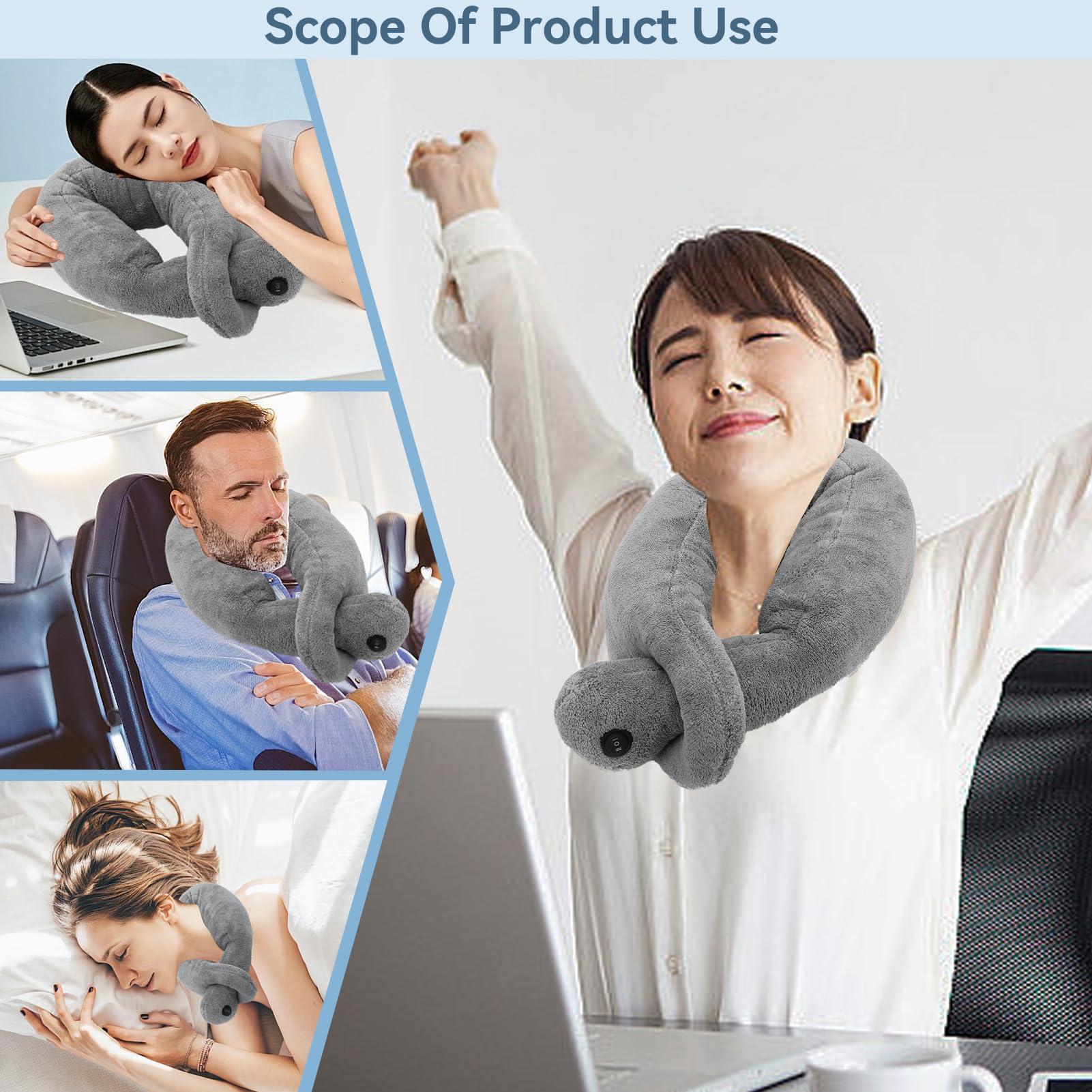 Agatige Massaging Pillow Vibrating Neck Cotton Massage Therapy Cushion for Relax Muscles Relieve Stress Grey