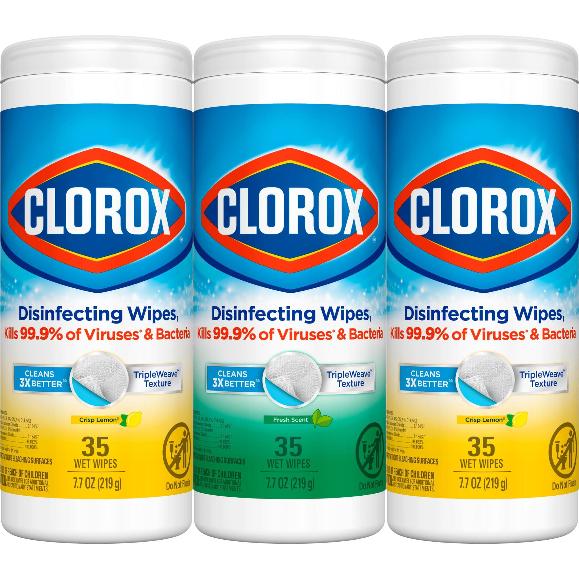 Clorox Clorox Company Disinfecting Wipes, 3-Pack, White (Units per case: 2)