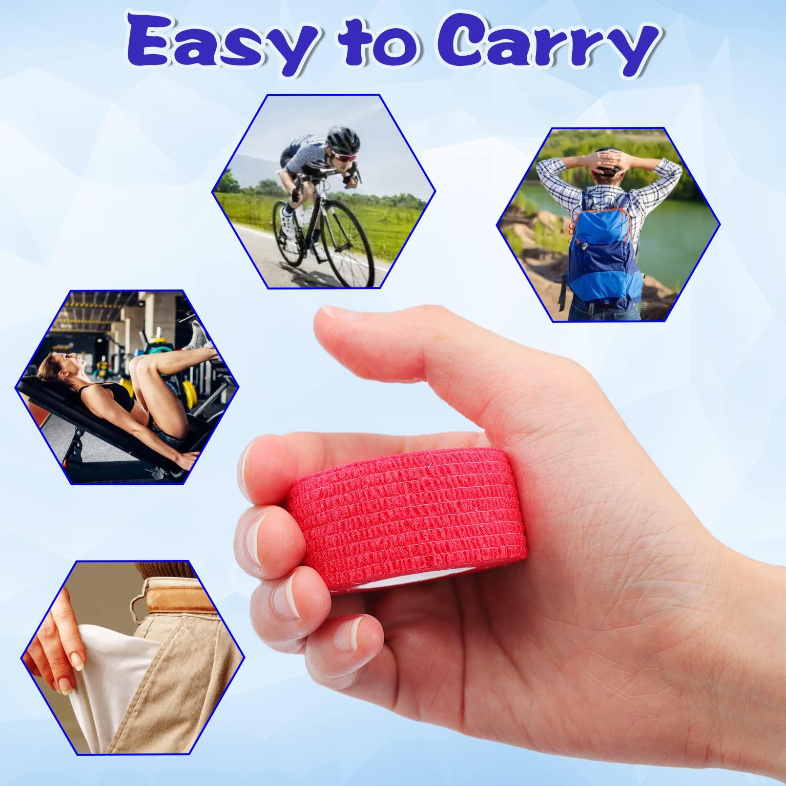 JEFHOMKIT 24 Pack Self Adhesive Bandage Wrap,Cohesive Wrap Bandages,Self Adherent Wrap 1 Inch X 5 Yards,Breathable Stretch Sports Tape,Elastic Self Adhesive Tape for Sports Wrist Ankle Athletic