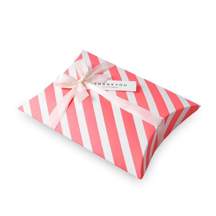 MODADA MODADA Gift Bags 10/30/50 pcs Small Paper Candy Packaging Boxes Pillow Shape Wedding Favor Gift Boxes DIY Bag Birthday Party Favor (Color : Pink striped, Size : 30PCS_M)