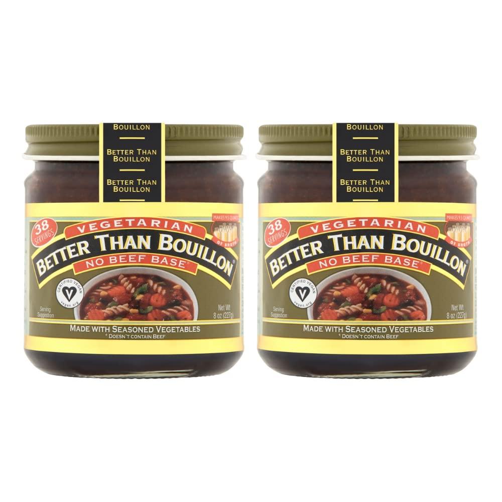 Better Than Bouillon Better Than Bouillon Vegetarian No Beef Base, Made with Seasoned Vegetables, Certified Vegan, Makes 9.5 Quarts of Broth, 38 Servings 8 Ounce (Pack of 2)