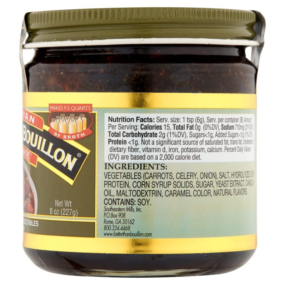 Better Than Bouillon Better Than Bouillon Vegetarian No Beef Base, Made with Seasoned Vegetables, Certified Vegan, Makes 9.5 Quarts of Broth, 38 Servings 8 Ounce (Pack of 2)